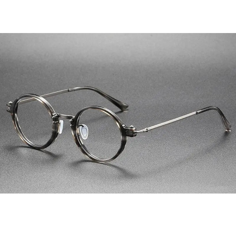 Oveliness Unisex Full Rim Round Acetate Titanium Eyeglasses 5866