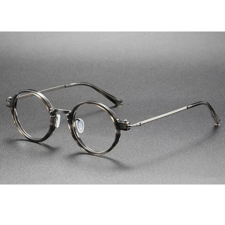 Oveliness Unisex Full Rim Round Acetate Titanium Eyeglasses 5866