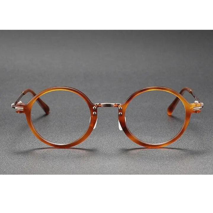 Oveliness Unisex Full Rim Round Acetate Titanium Eyeglasses 5866