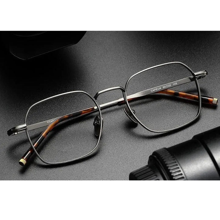 Oveliness Unisex Full Rim Irregular Square Titanium Eyeglasses Capeua