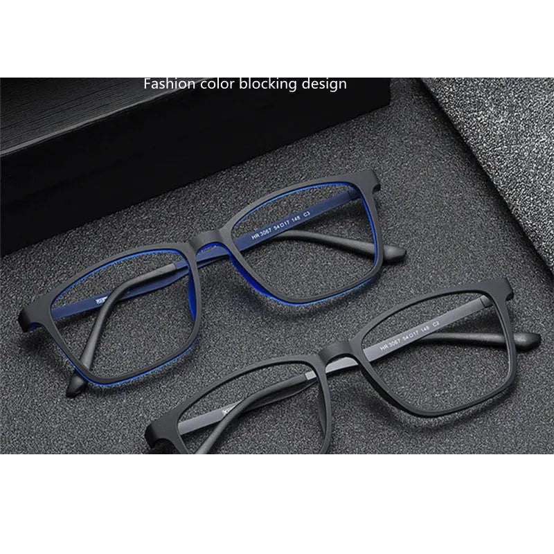 Kocolior Unisex Full Rim Square Tr 90 Titanium Hyperopic Reading Glasses 3067