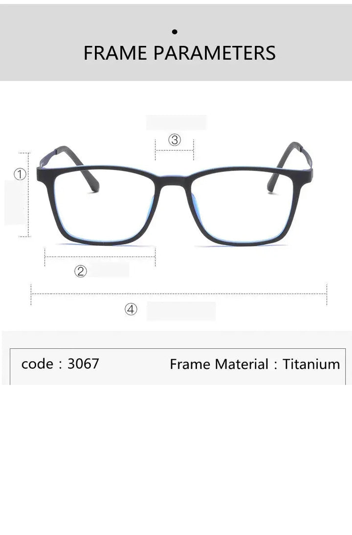 Kocolior Unisex Full Rim Square Tr 90 Titanium Hyperopic Reading Glasses 3067