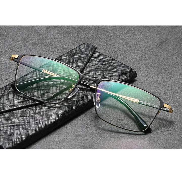 Kocolior Unisex Full Rim Square Titanium Alloy Hyperopic Reading Glasses 39206