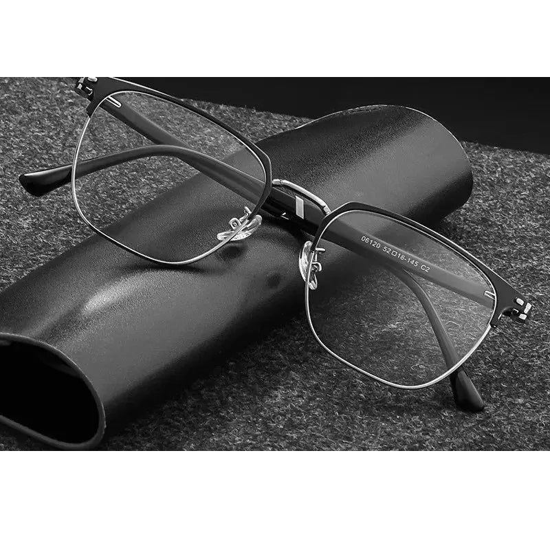 Kocolior Unisex Full Rim Square Titanium Alloy Hyperopic Reading Glasses 6120