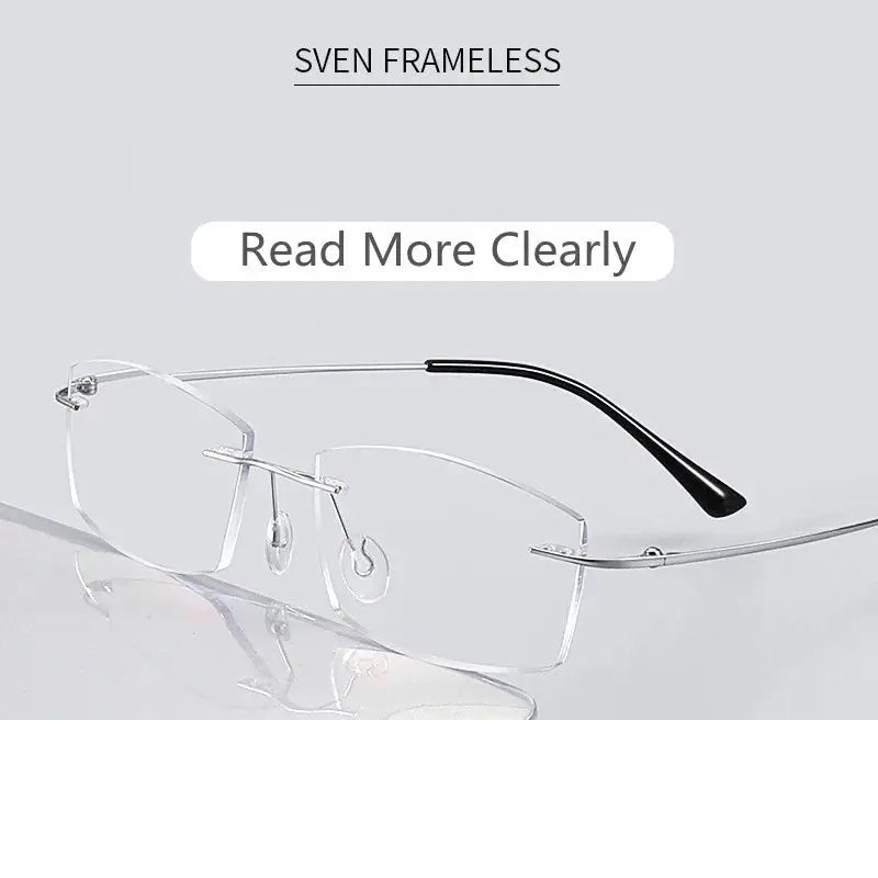 Kocolior Unisex Rimless Square Titanium Hyperopic Reading Glasses 8161