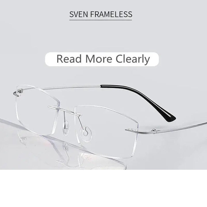 Kocolior Unisex Rimless Square Titanium Hyperopic Reading Glasses 8161