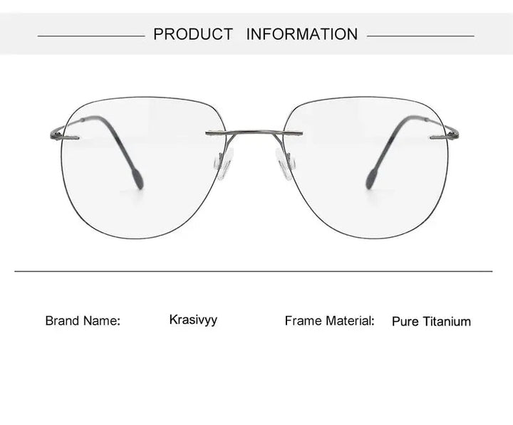 Krasivyy Unisex Rimless Oval Titanium Eyeglasses Kr05