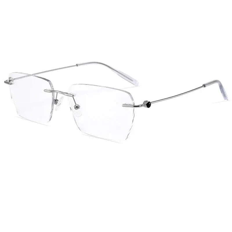 Vicky Unisex Rimless Square Titanium Reading Glasses V0620 — view 3 | Vicky at FuzWeb