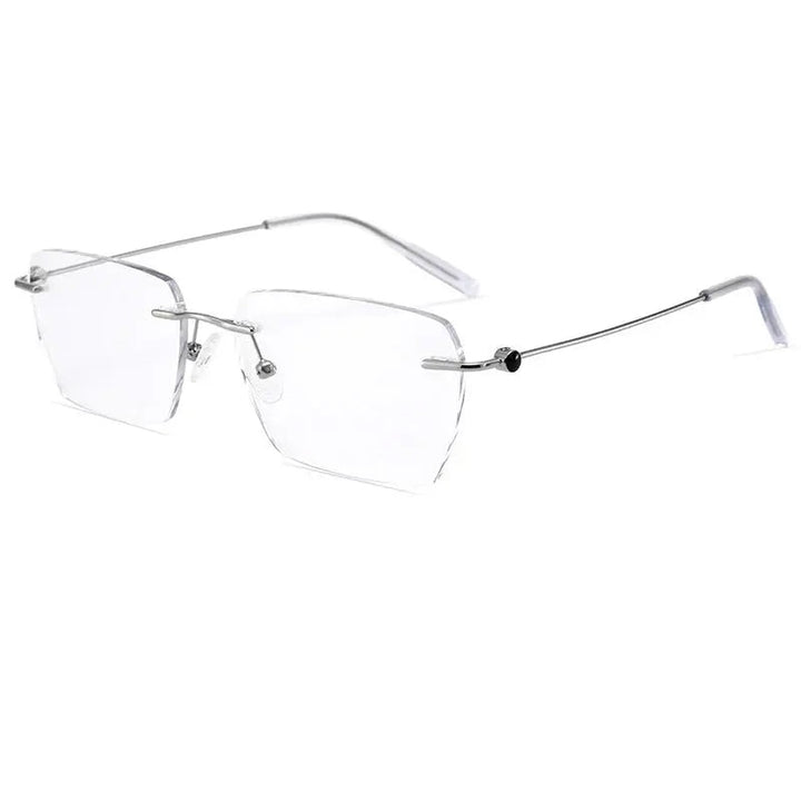 Vicky Unisex Rimless Square Titanium Reading Glasses V0620 — view 3 | Vicky at FuzWeb