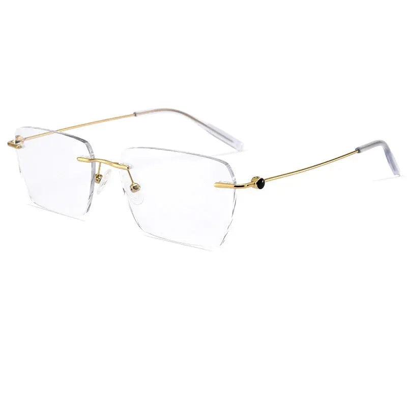 Vicky Unisex Rimless Square Titanium Reading Glasses V0620 — view 4 | Vicky at FuzWeb