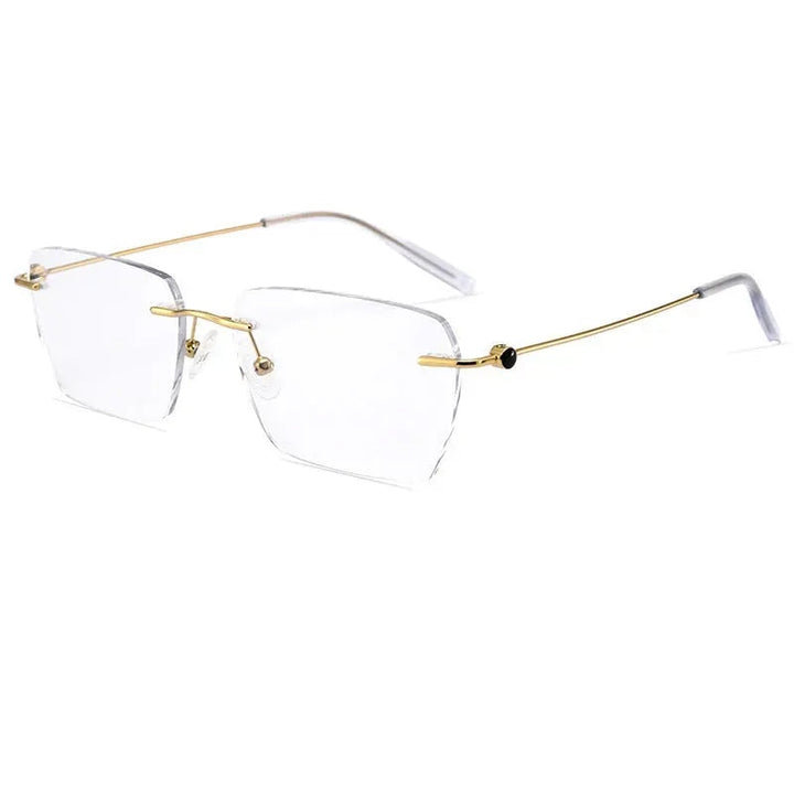 Vicky Unisex Rimless Square Titanium Reading Glasses V0620 — view 4 | Vicky at FuzWeb