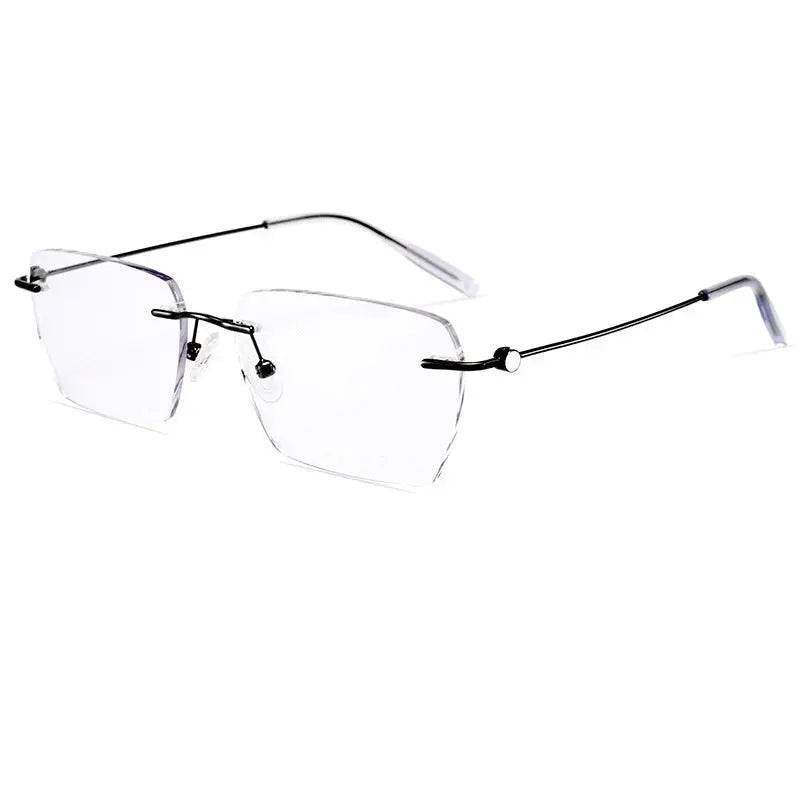 Vicky Unisex Rimless Square Titanium Reading Glasses V0620 — view 1 | Vicky at FuzWeb