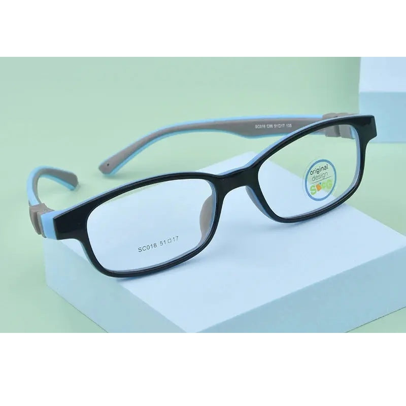Secg Unisex Youth Full Rim Square Tr 90 Silicone Eyeglasses 3018