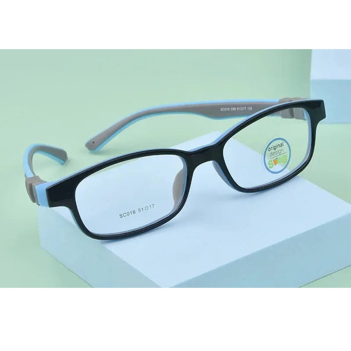 Secg Unisex Youth Full Rim Square Tr 90 Silicone Eyeglasses 3018