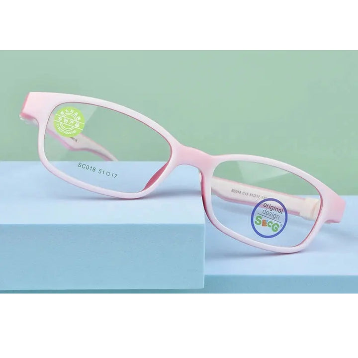 Secg Unisex Youth Full Rim Square Tr 90 Silicone Eyeglasses 3018
