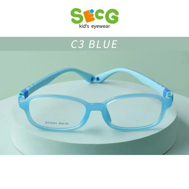 Secg Unisex Youth Full Rim Square Tr 90 Silicone Eyeglasses 5083