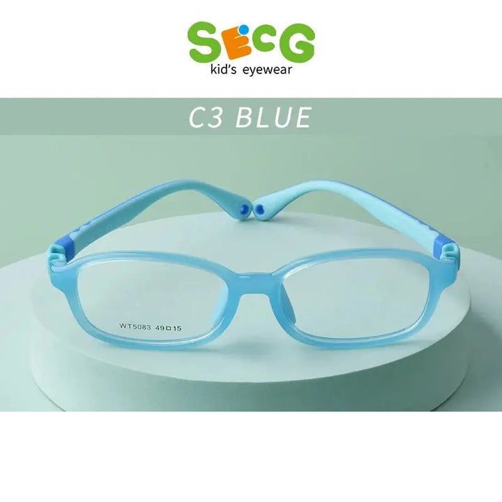 Secg Unisex Youth Full Rim Square Tr 90 Silicone Eyeglasses 5083
