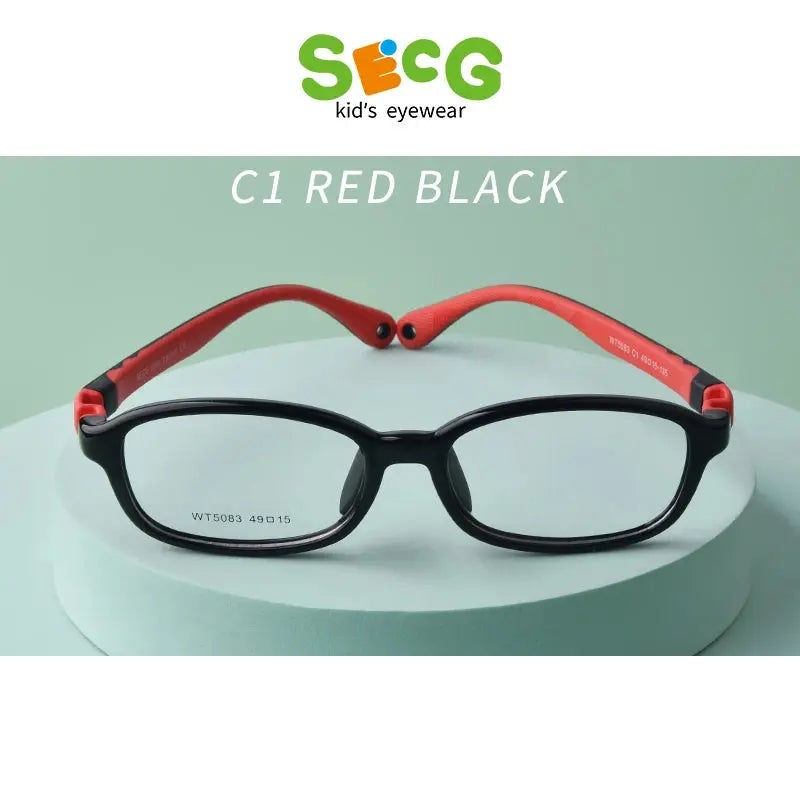 Secg Unisex Youth Full Rim Square Tr 90 Silicone Eyeglasses 5083