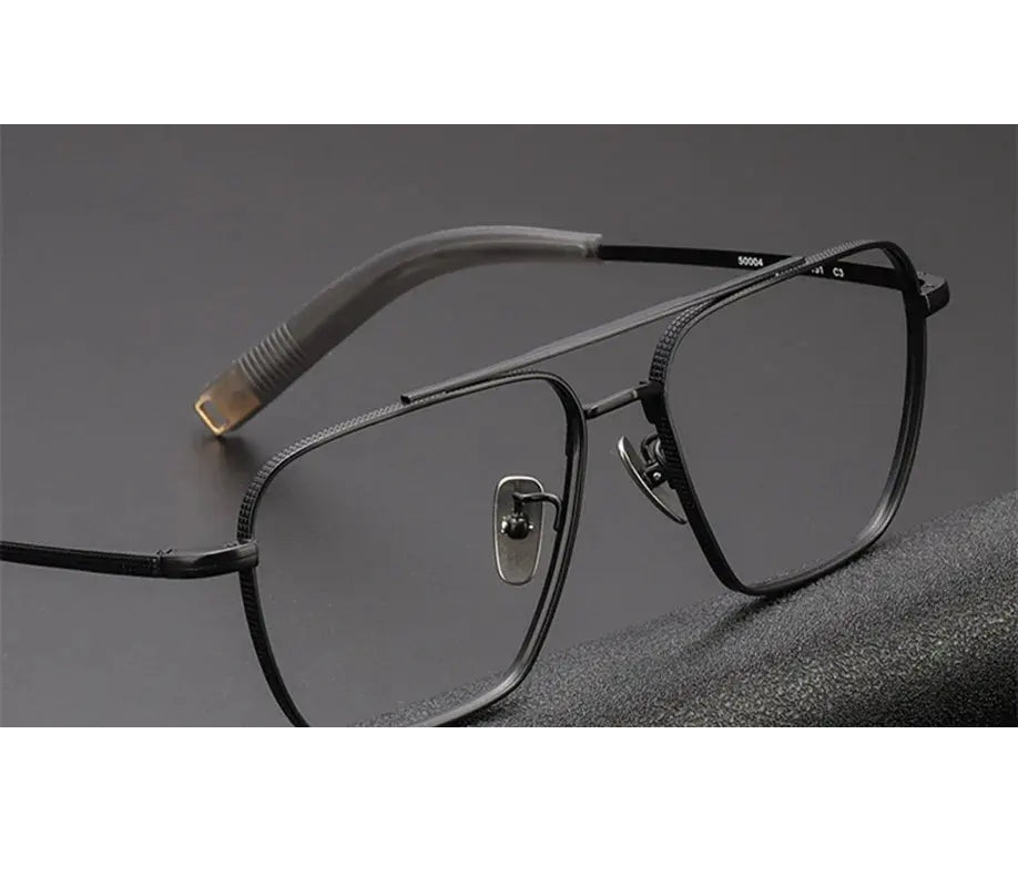 Aimee Unisex Full Rim Big Square Double Bridge Titanium Eyeglasses 5816