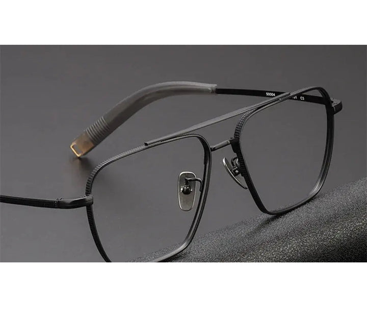 Aimee Unisex Full Rim Big Square Double Bridge Titanium Eyeglasses 5816