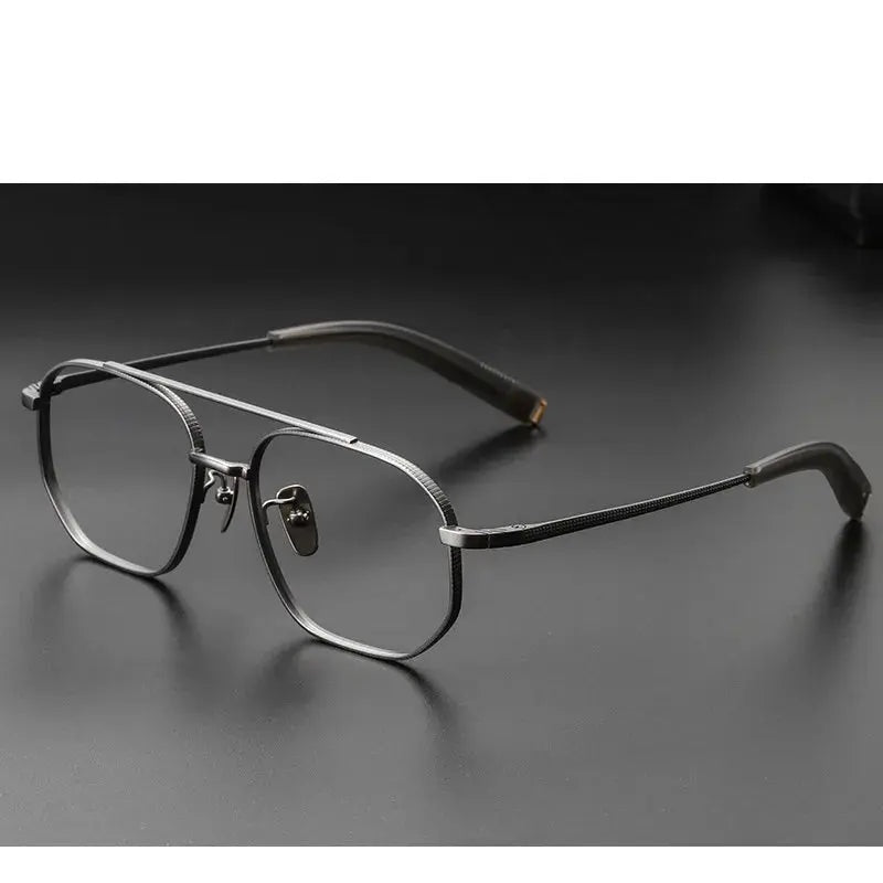 Aimee Unisex Full Rim Big Square Double Bridge Titanium Eyeglasses 5816