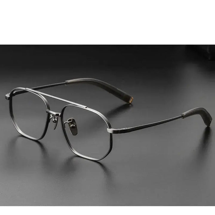 Aimee Unisex Full Rim Big Square Double Bridge Titanium Eyeglasses 5816