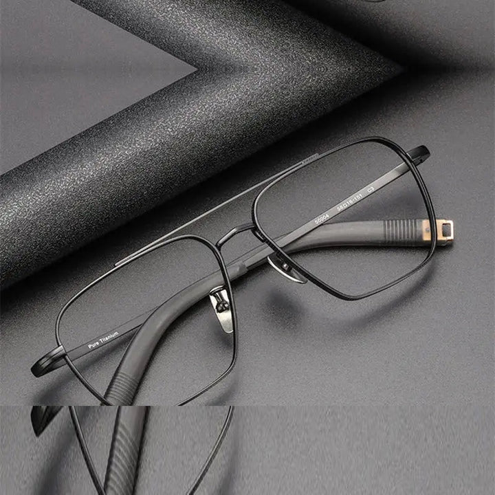 Aimee Unisex Full Rim Big Square Double Bridge Titanium Eyeglasses 5816