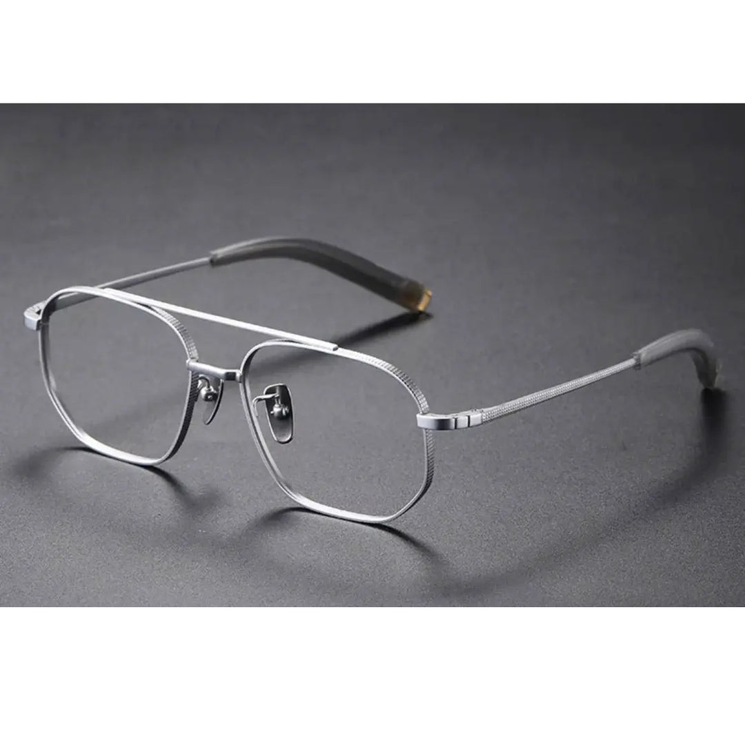 Aimee Unisex Full Rim Big Square Double Bridge Titanium Eyeglasses 5816