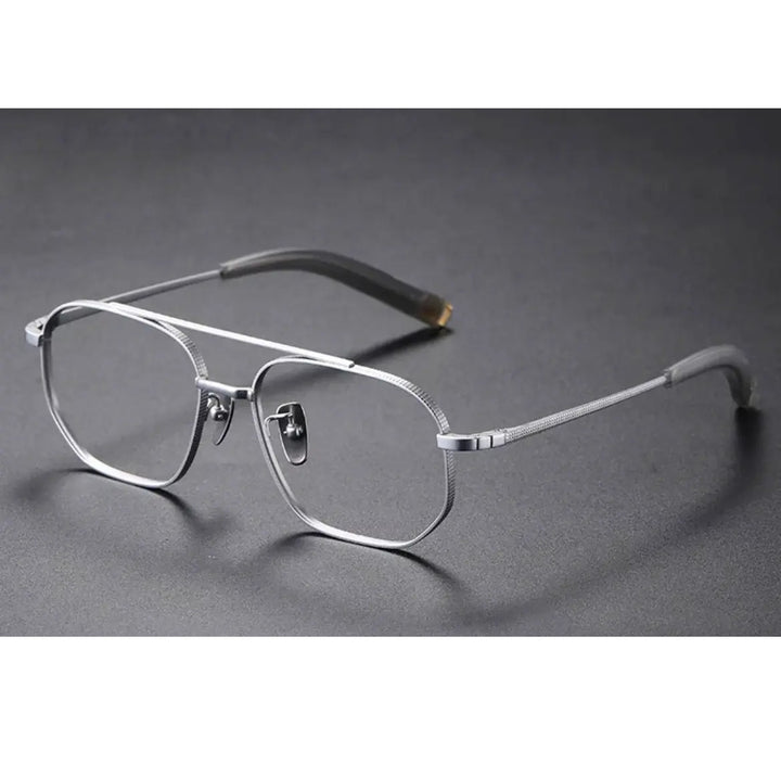 Aimee Unisex Full Rim Big Square Double Bridge Titanium Eyeglasses 5816