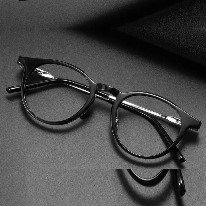 Bclear Unisex Full Rim Round Square Acetate Titanium Eyeglasses 298111