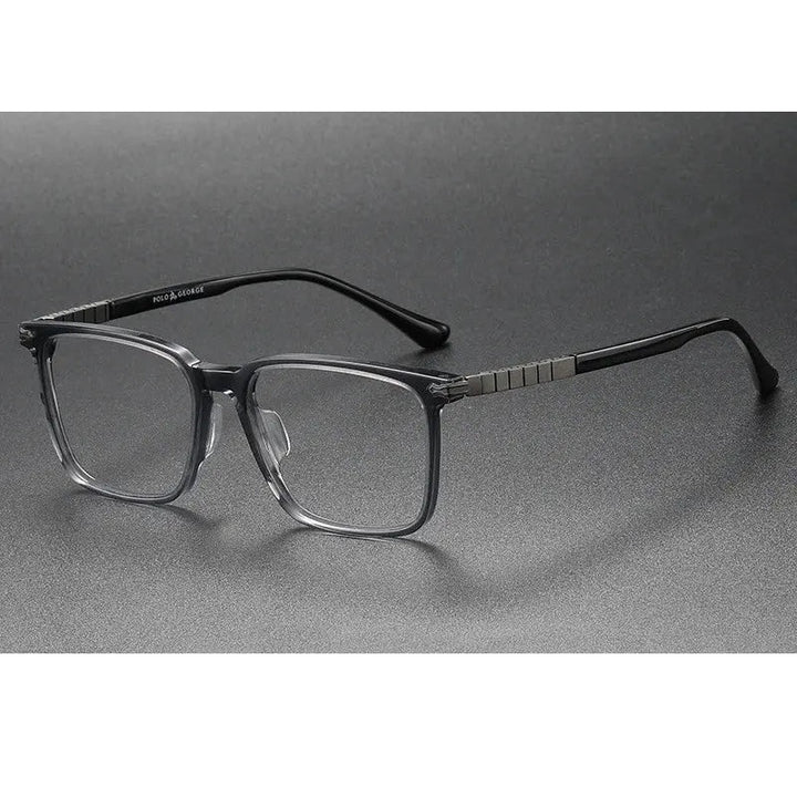 Chashma Ochki Unisex Full Rim Square Acetate Titanium Eyeglasses 29630