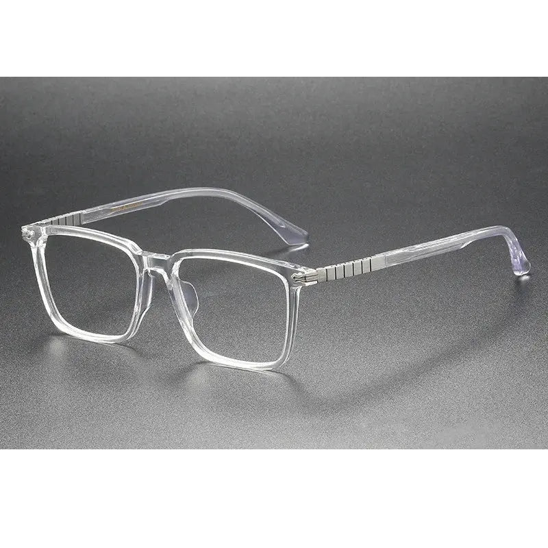 Chashma Ochki Unisex Full Rim Square Acetate Titanium Eyeglasses 29630