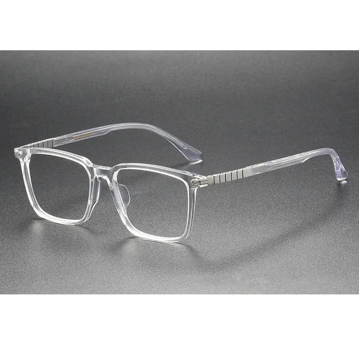 Chashma Ochki Unisex Full Rim Square Acetate Titanium Eyeglasses 29630