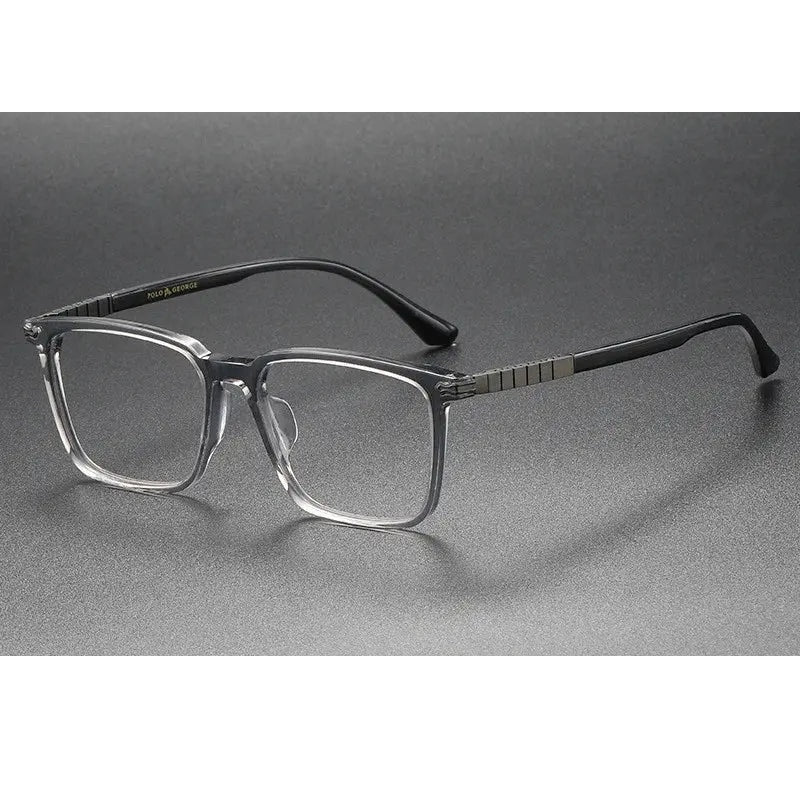 Chashma Ochki Unisex Full Rim Square Acetate Titanium Eyeglasses 29630