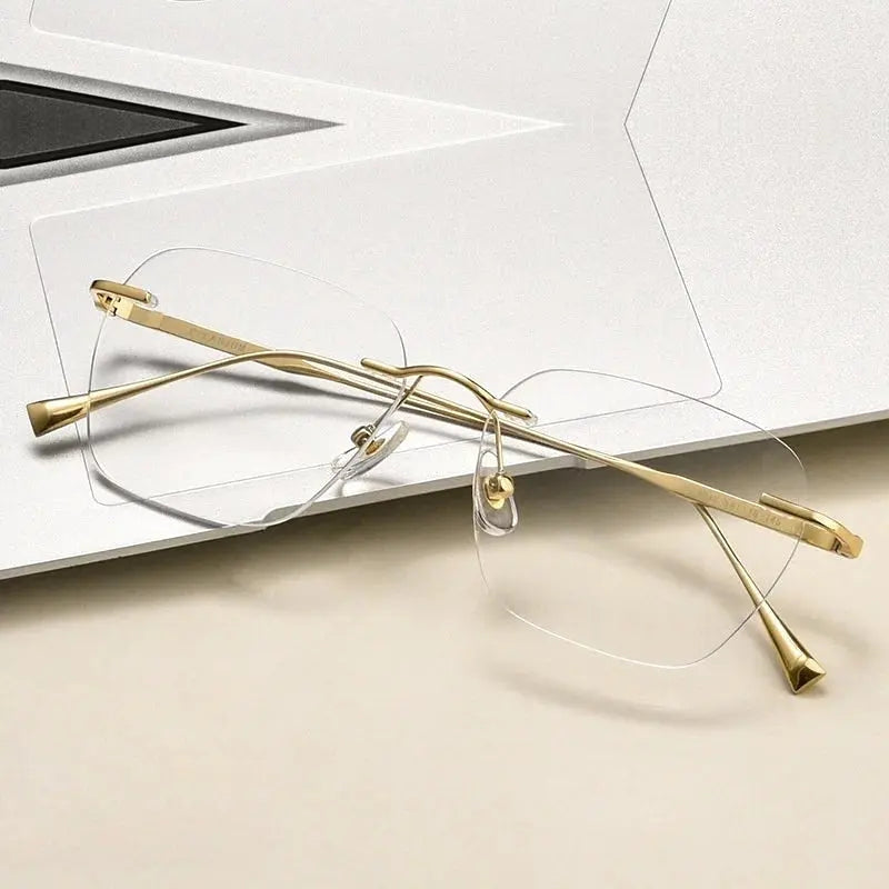 Summer Flower Unisex Rimless Polygon Square Steel Eyeglasses 699632