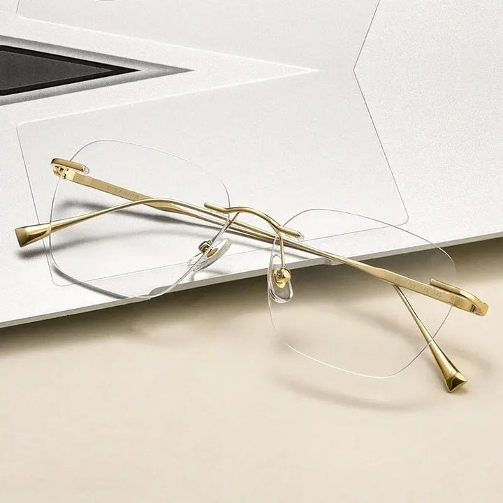Summer Flower Unisex Rimless Polygon Square Steel Eyeglasses 699632