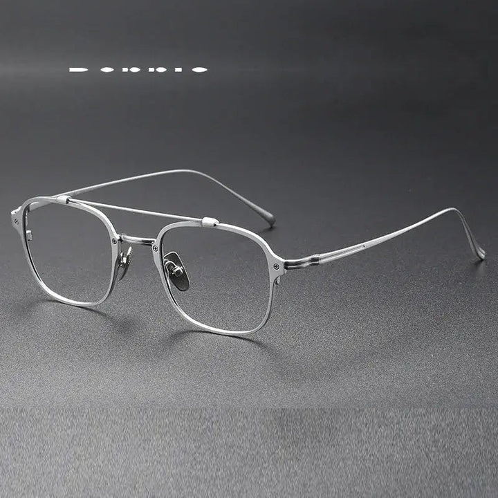 Bobbie Unisex Full Rim Square Double Bridge Titanium Eyeglasses 671319