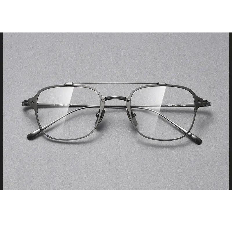 Bobbie Unisex Full Rim Square Double Bridge Titanium Eyeglasses 671319