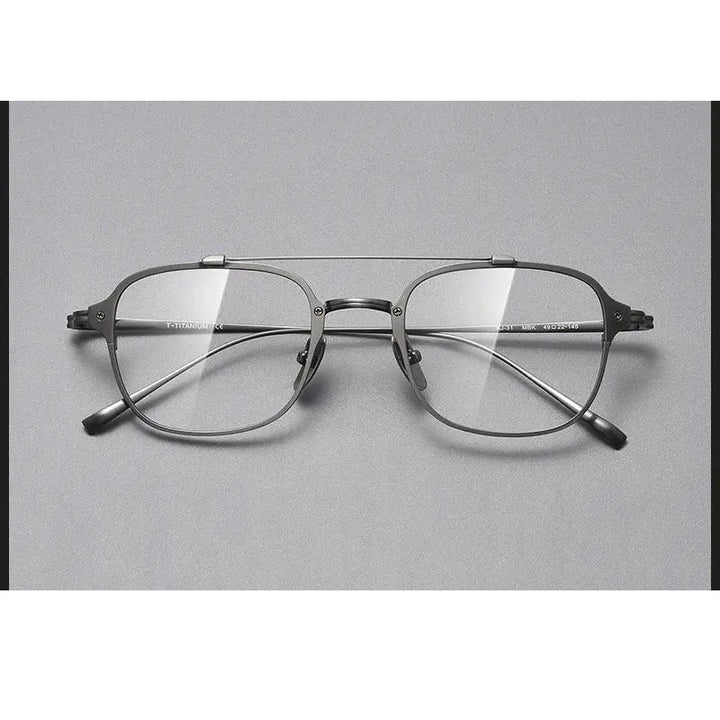 Bobbie Unisex Full Rim Square Double Bridge Titanium Eyeglasses 671319