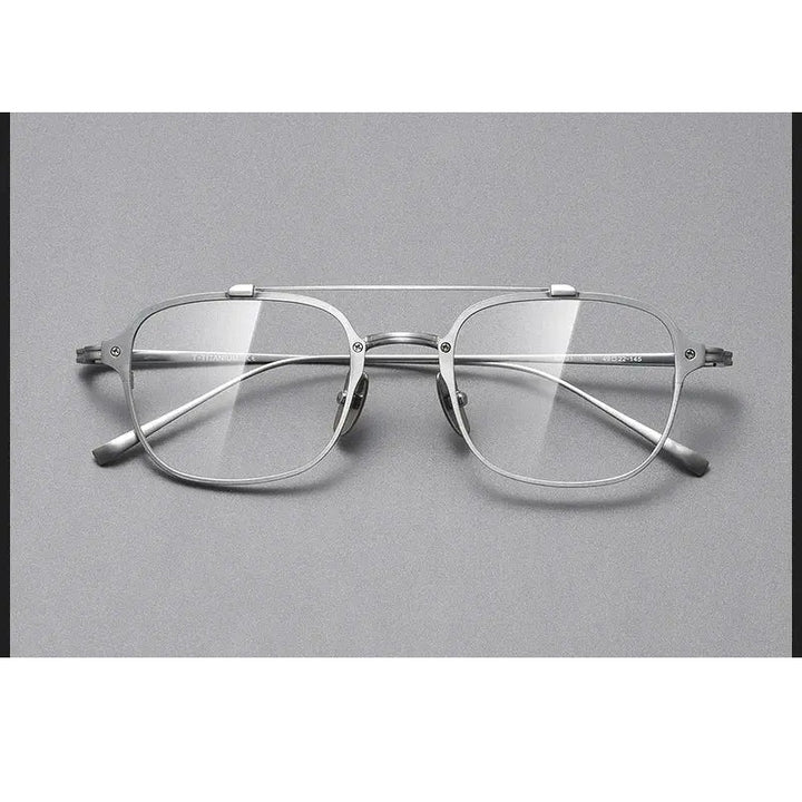 Bobbie Unisex Full Rim Square Double Bridge Titanium Eyeglasses 671319