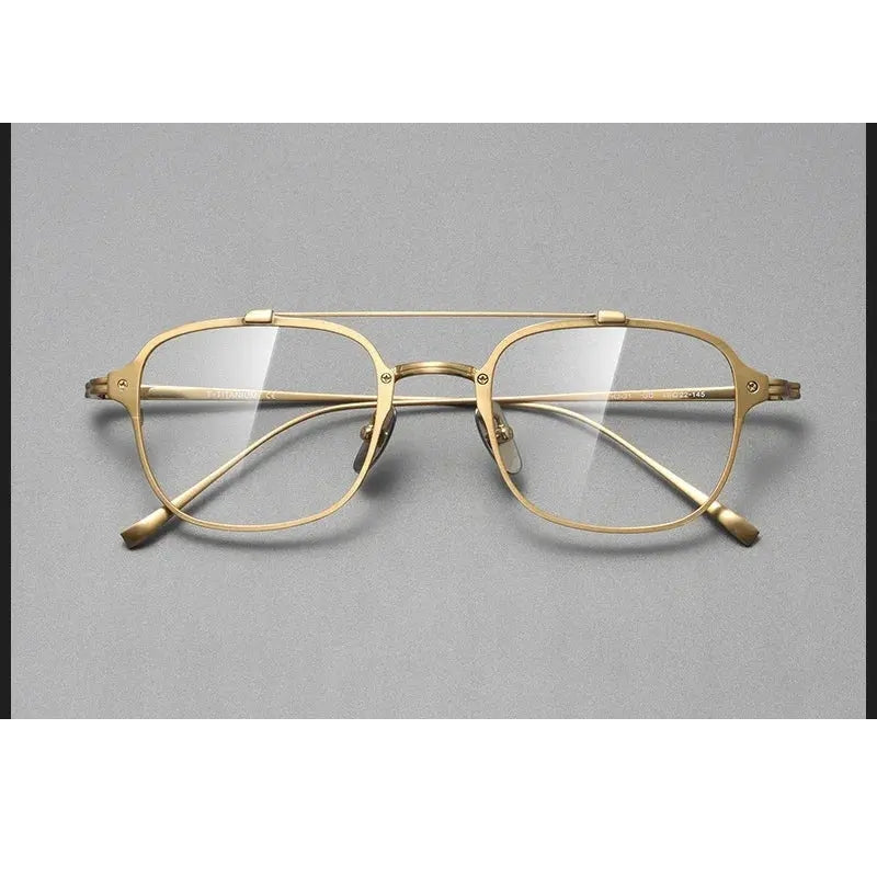 Bobbie Unisex Full Rim Square Double Bridge Titanium Eyeglasses 671319