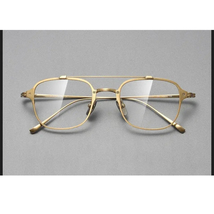 Bobbie Unisex Full Rim Square Double Bridge Titanium Eyeglasses 671319