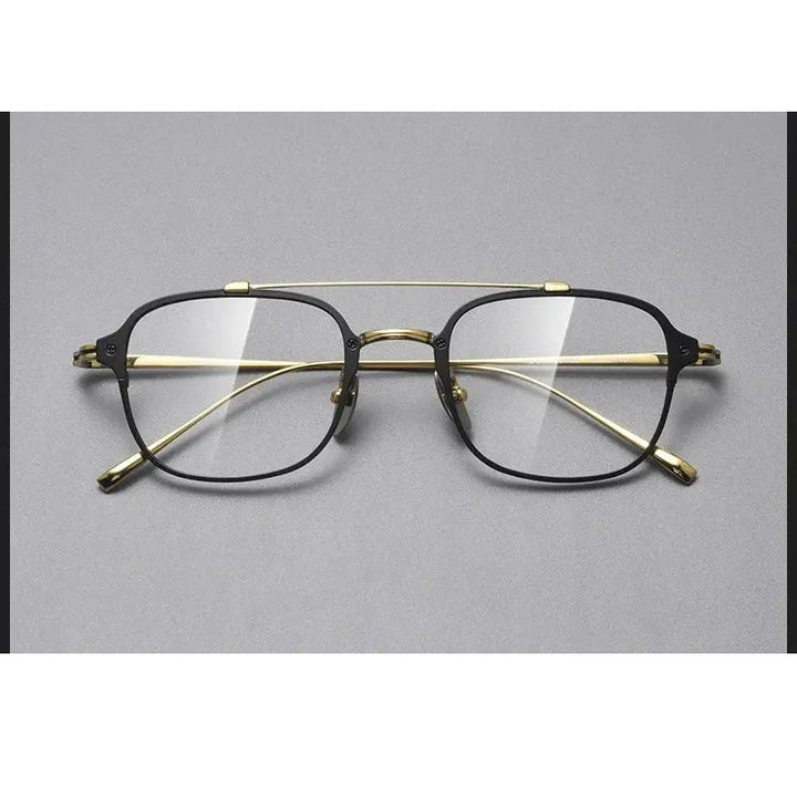 Bobbie Unisex Full Rim Square Double Bridge Titanium Eyeglasses 671319
