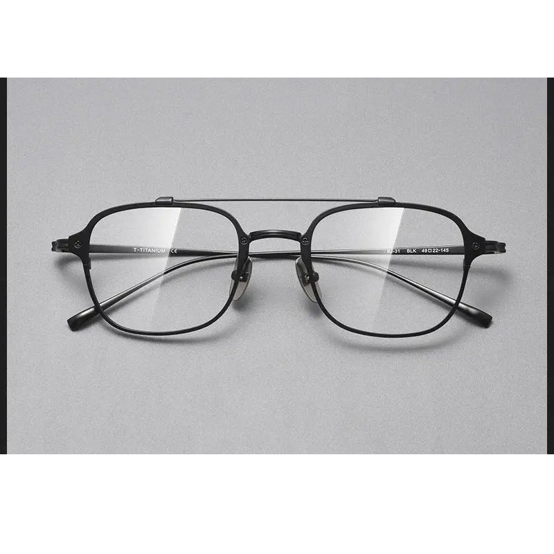 Bobbie Unisex Full Rim Square Double Bridge Titanium Eyeglasses 671319