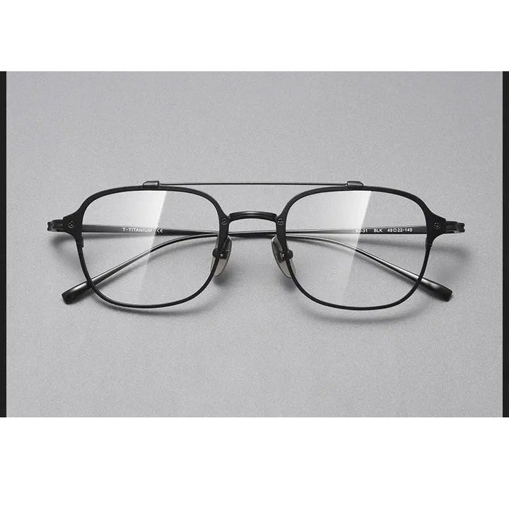 Bobbie Unisex Full Rim Square Double Bridge Titanium Eyeglasses 671319