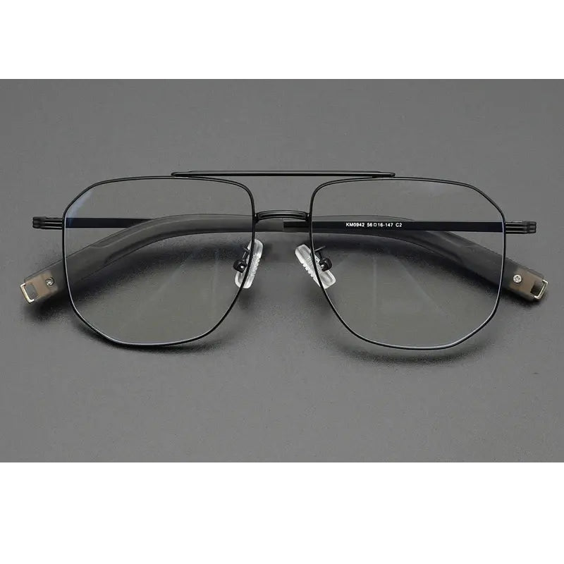 Gatenac Unisex Full Rim Square Double Bridge Titanium Photochromic Reading Glasses 760942