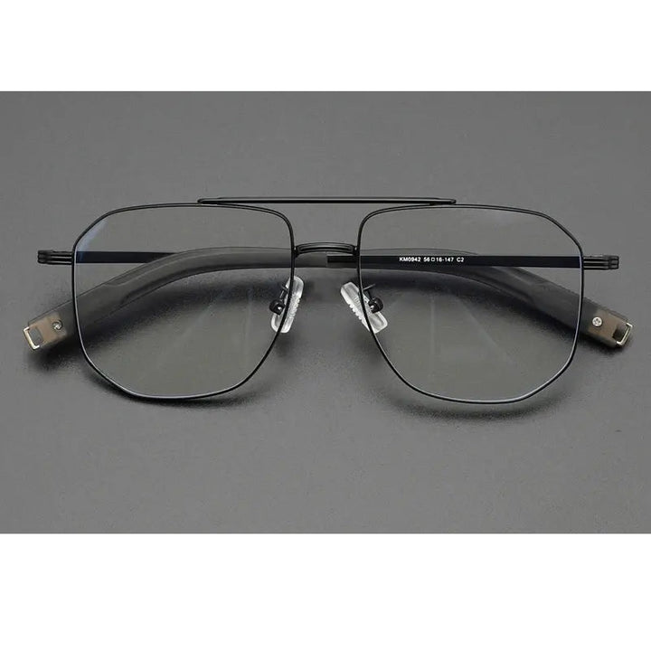 Gatenac Unisex Full Rim Square Double Bridge Titanium Photochromic Reading Glasses 760942