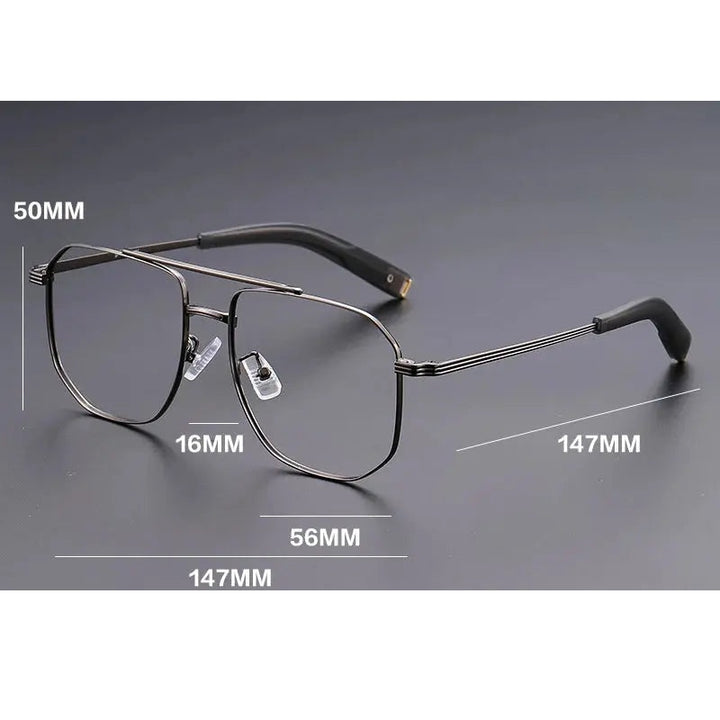 Gatenac Unisex Full Rim Square Double Bridge Titanium Photochromic Reading Glasses 760942