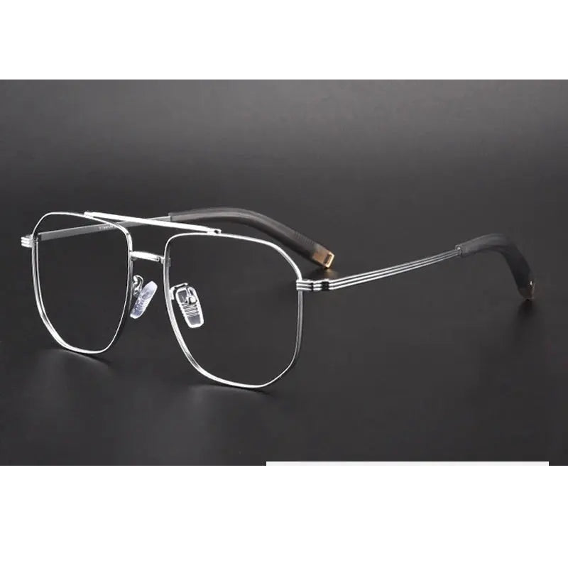 Gatenac Unisex Full Rim Square Double Bridge Titanium Photochromic Reading Glasses 760942