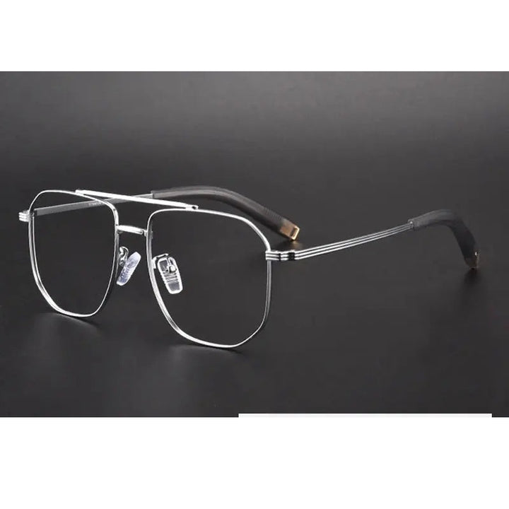 Gatenac Unisex Full Rim Square Double Bridge Titanium Photochromic Reading Glasses 760942